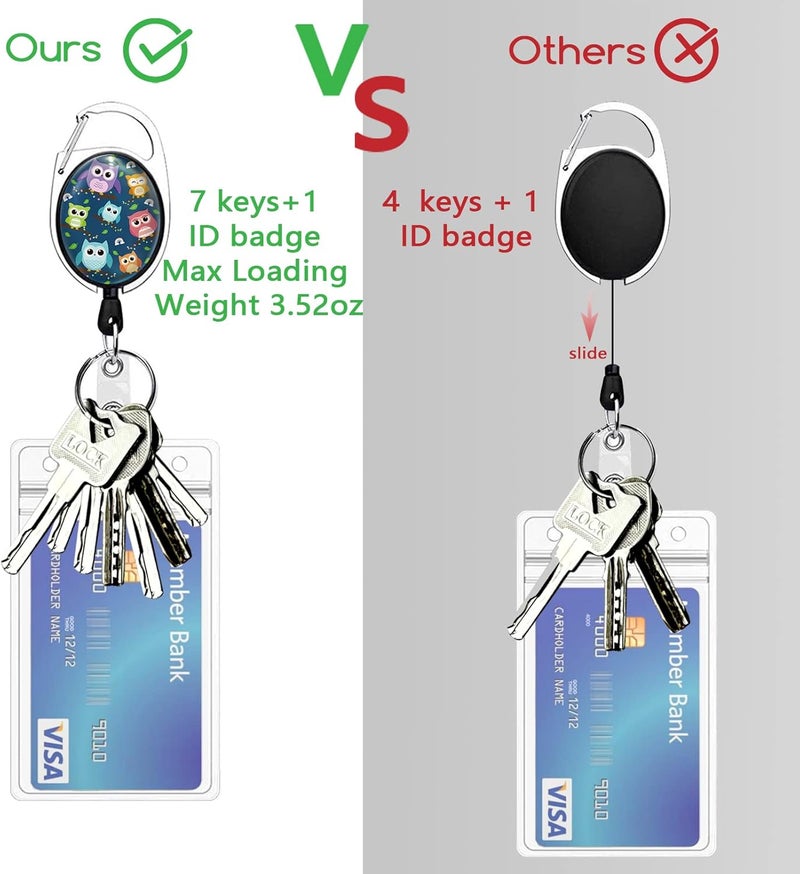 GIANCOMICS Cute Owl Lanyards for Id Badges, Retractable ID Badge Holder with Detachable Lanyard, Fashionable Badge Reel Heavy Duty with Carabiner Clip, Nurse Teacher Office Gifts - Image 5